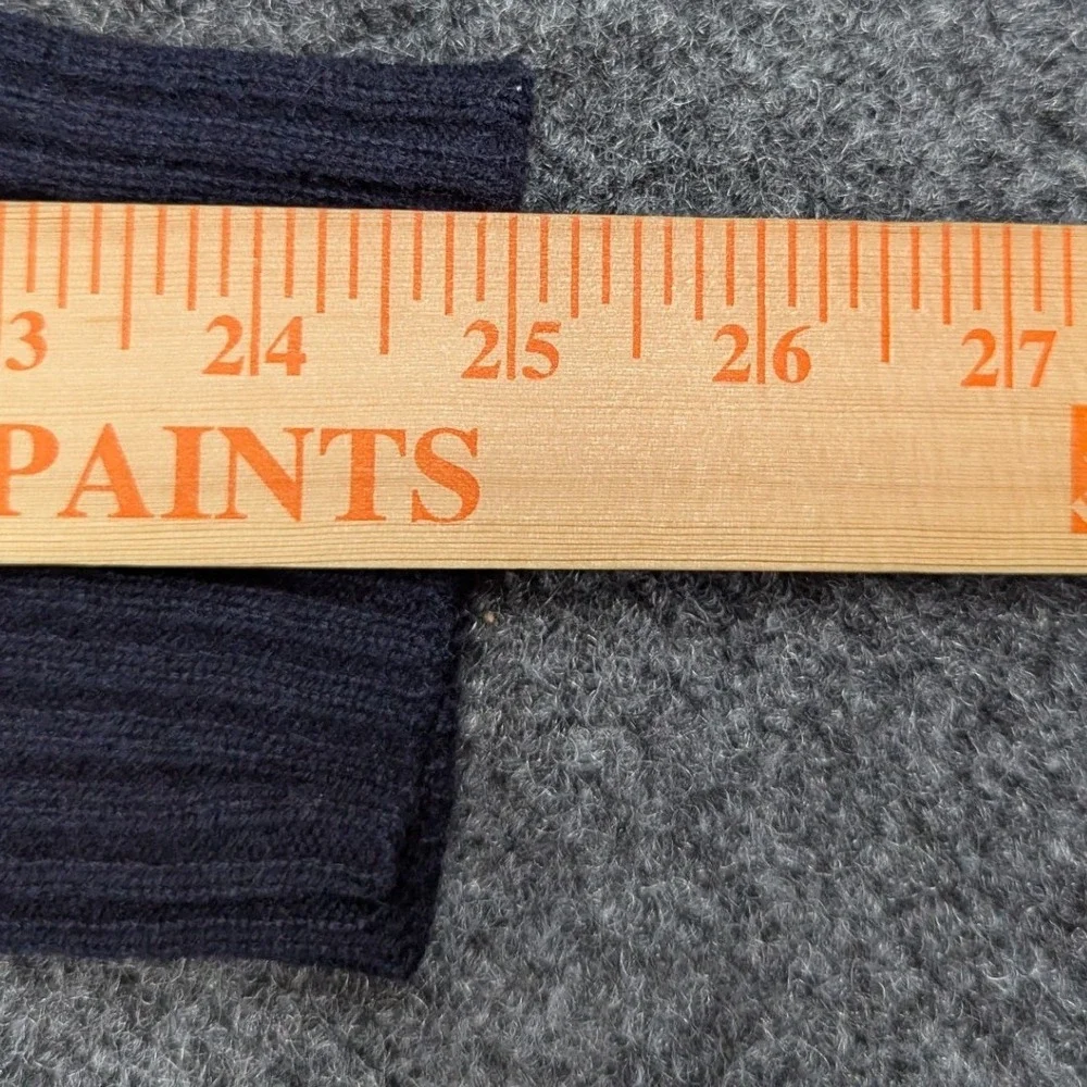J. Crew Mens Argyle Quarter Zip Sweater Navy Blue Lambswool Elbow Patches Medium